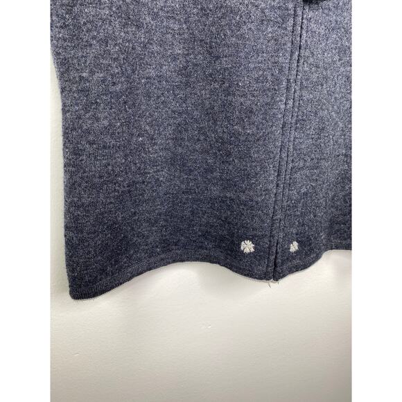 Woolrich Womens Wool Vest Size L Dark Charcoal Heather Grey Full Zip Snowflake - Picture 3 of 8